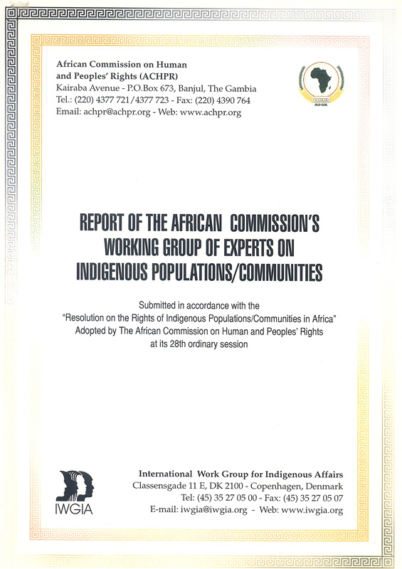  Report of the African Commission's working group of experts on indigenous populations/communities