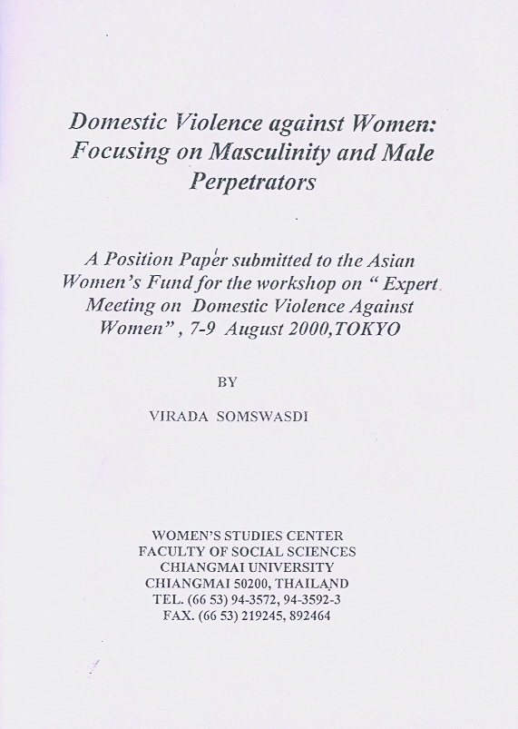  Domestic violence against women : focusing on masculinity and male perpetrators