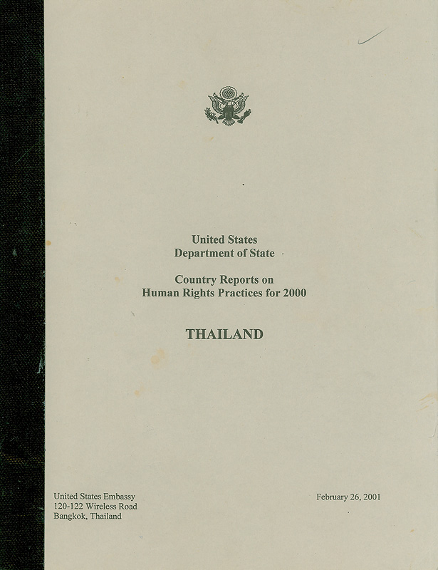  United States Department of State Country Report on Human Rights Practices for 2000 Thailand 